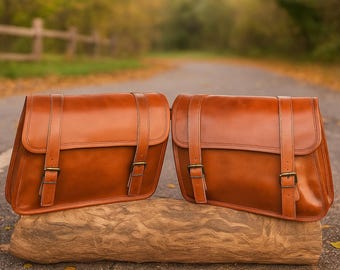 Handmade Goat Leather Motorcycle Saddlebags | Vintage Bike Side Bags