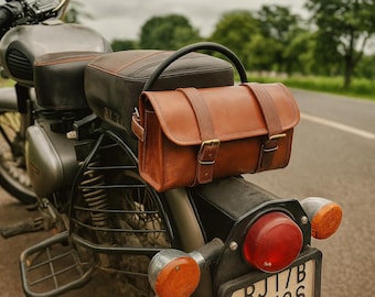 Sacoche de Selle Moto en Cuir Fait Main | Sac à Outils Vintage pour Motard