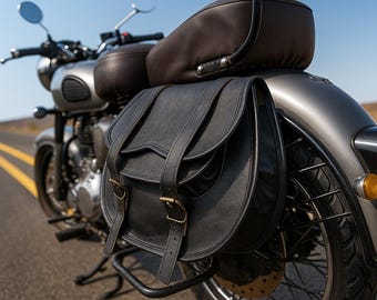 Sacoches de moto en cuir faites main (Ensemble de 2)