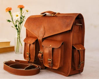 Sac Messenger Ordinateur Portable en Cuir Fait Main | Sacoche Vintage & Cartable