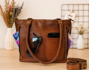 Sac Cabas en Cuir Fait Main – Grand Sac Épaule Vintage