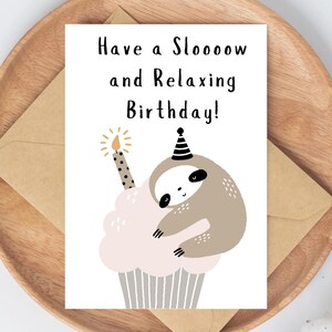 Carte d'anniversaire paresseux, carte d'anniversaire imprimable drôle, carte imprimable paresseux, carte numérique paresseux, cadeau paresseux drôle, carte meme, carte paresseux drôle