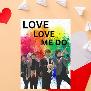Tarjeta de San Valentín inspirada en los Beatles, Love me do, Rock and Roll, Regalo para él, Regalo para ella, Novia, Novio, Esposa, Descarga digital