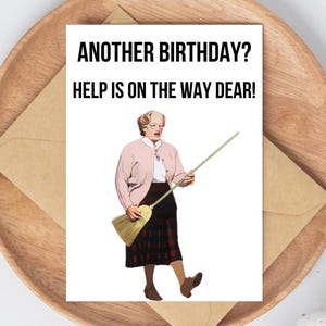 Carte d'anniversaire Mme Doubtfire, carte d'anniversaire imprimable, carte imprimable Mme Doubtfire, carte numérique Mme Doubtfire, cadeau Doubtfire, carte meme