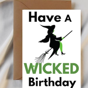 Carte d'anniversaire imprimable Wicked Broadway, théâtre musical Pdf, téléchargement numérique