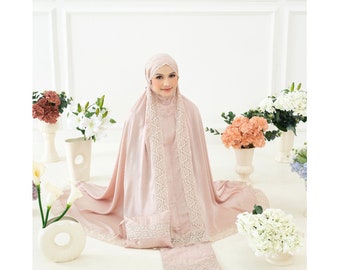 Zaraglossy Premium Silk Adult Prayer Set Elegant Mukena,Muslim Prayer Dress,Hijab Dress,Jilbab Dress,Telekung Dress,Khimar Dress,Burqa Dress