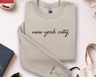 Geborduurd New York City-sweater met ronde hals: NYC-herfstrui