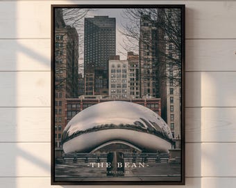 The Bean Chicago Wall Art Print, Cloud Gate Millennium Park Photography Poster, Modern Home Decor, Chicago Landmark Apartment Office Decor