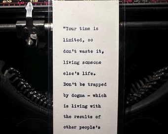 Custom Quote Bookmark - Personalized, Typed on a Vintage Underwood #5 Typewriter