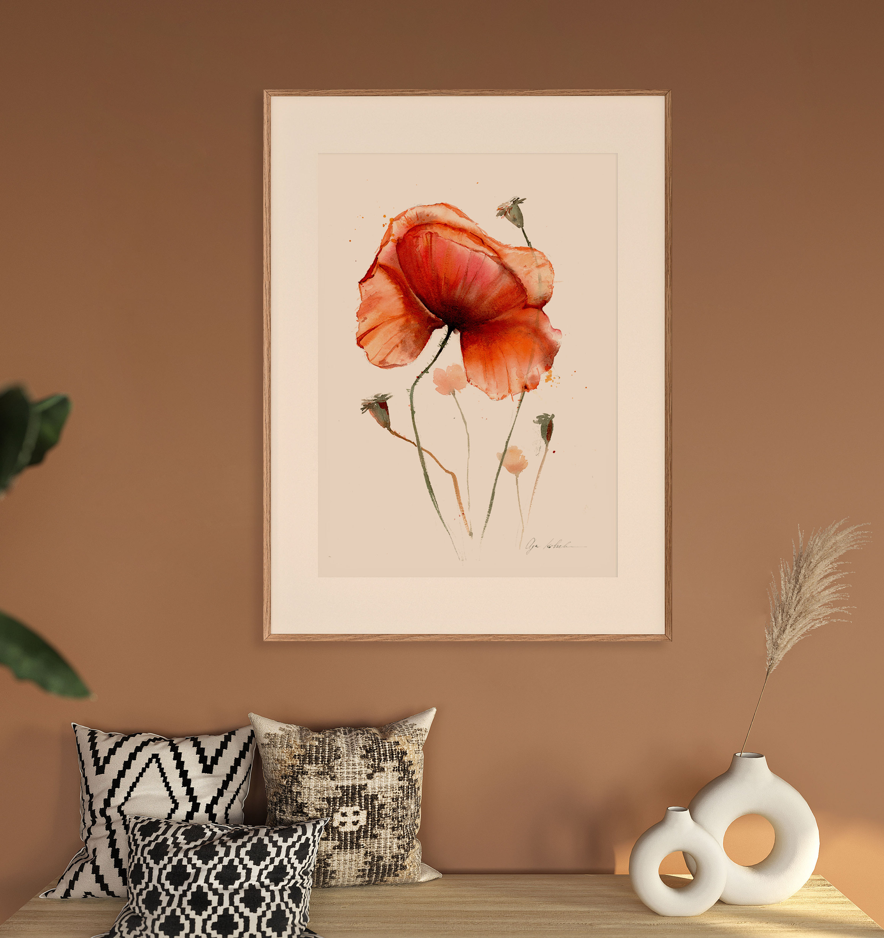 Poppy Watercolor Art Print Poppies Flower Painting Botanical Wall Art ...