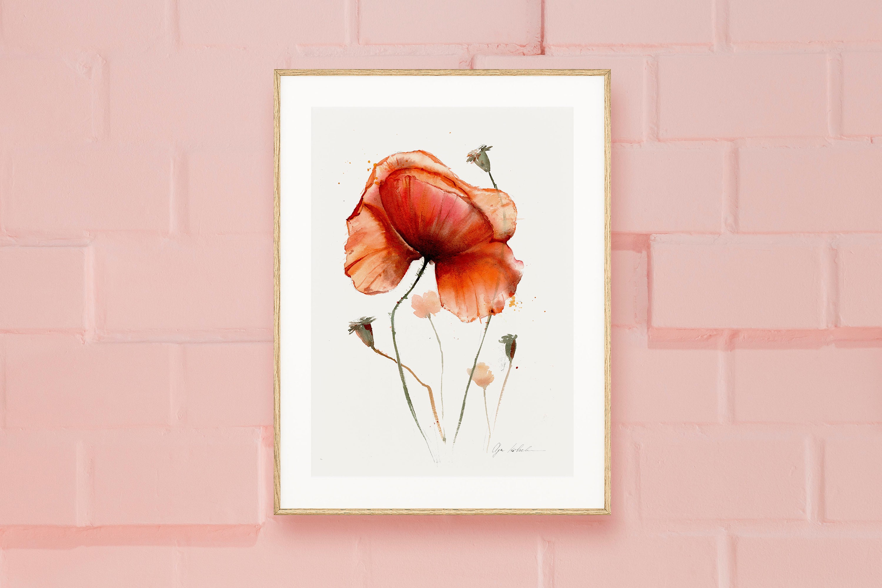 Poppy Watercolor Art Print Poppies Flower Painting Botanical Wall Art ...