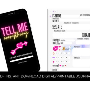 Tell Me Everything Dating Journal & Printable PDF, Digital Journal, Digital Dating Journal, Dating Journal, Printable Dating Journal