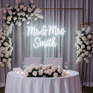 Custom Mr Mrs Neon Sign Wedding Decor, Wedding Led Sign Wall Decor, Last Name Sign, Wedding Centerpieces, Engage Gift, Gift for Couples
