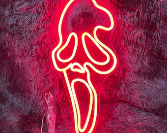 Screme Ghostface Leuchtreklame, Schrei Leuchtreklame, Ghostface Leuchtreklame, Ghost Leuchtreklame, gruseliges Neon-LED-Schild, Schrei Geist Halloween Leuchtreklame