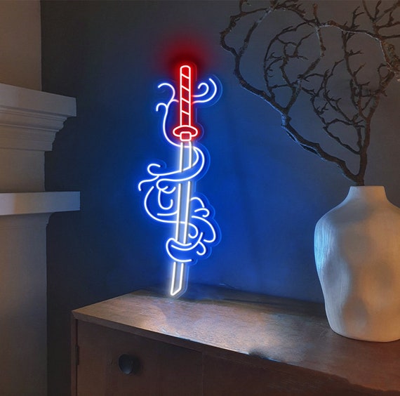 Sword Neon Sign, Japanese Neon Sign, Sword LED Light Sign, Kid