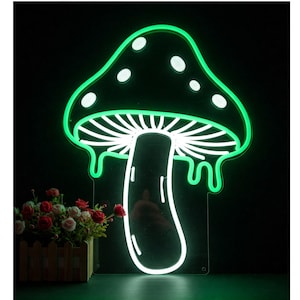 Mushroom Neon Sign, Psychedelic Mushroom Neon Sign, LED Toadstool Neon Sign, Trippy Room Decor, Mycology Room Art, Mushroom Lovers Gift