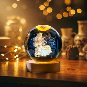 Virgo Star Map Lampe, Virgo 3D Kristall Ball Lampe, Virgo Sternzeichen LED-Nachtlicht, Sternzeichen LED-Nachtlicht mit Sternenkarte, Virgo Sternzeichen Geschenk