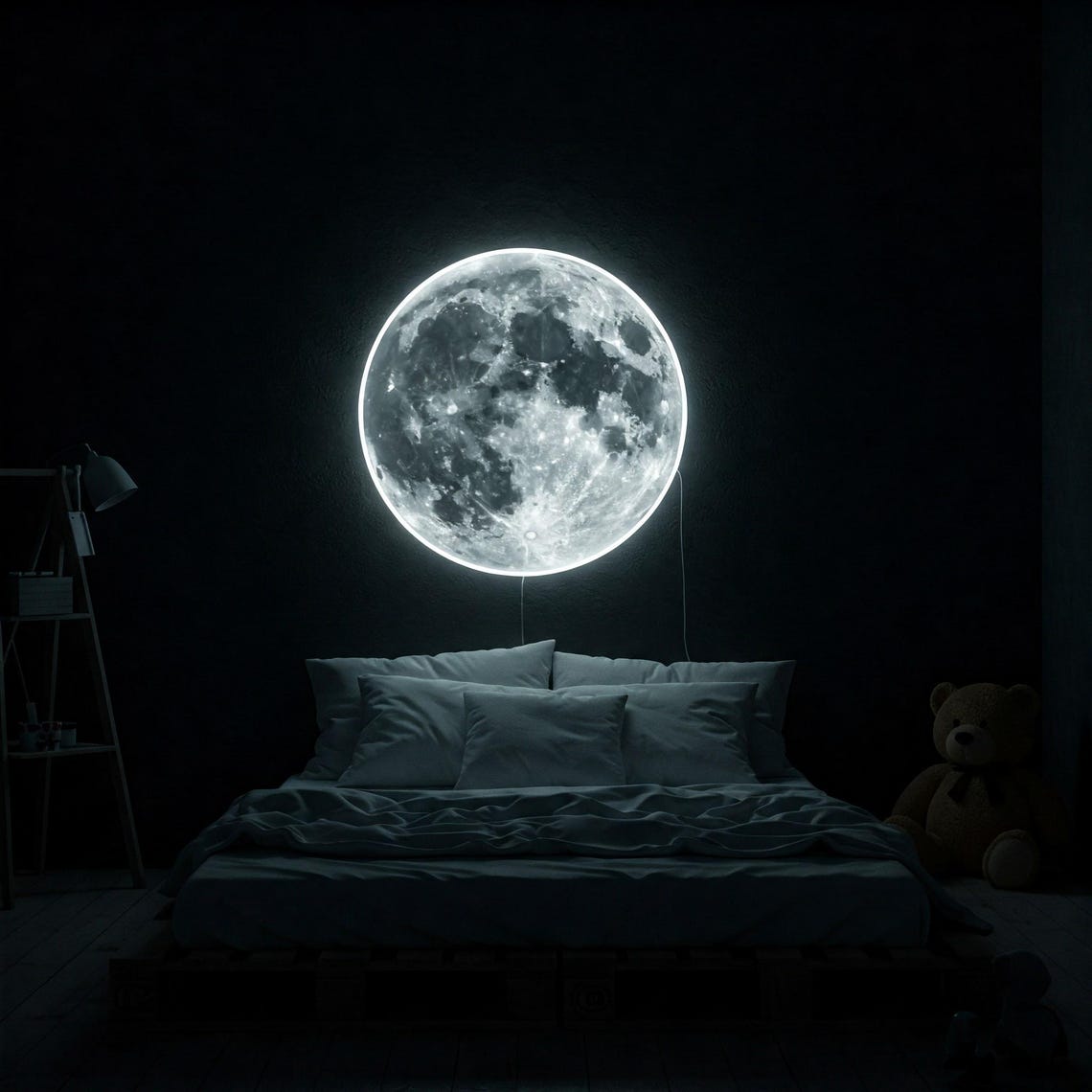 Moon Neon Sign, UV Printed Moon LED Wall Light, Moon LED Light, Full ...