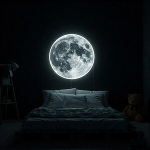 Moon Neon Sign, UV Printed Moon LED Wall Light, Moon LED Light, Full ...