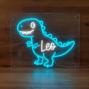 Personalized Dinosaur Neon Sign, Custom Name Neon Light Dinosaur, Dinosaur LED Sign, Cute Dino Neon Sign, Boys Room Decor, Gift for Kids