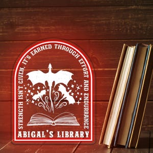 Custom Bookshelf Neon Sign, Libary Neon Sign, Circle Libary Name Sign, Dragon Book Sign LED Light, Library Decoration, Book Lover Gift