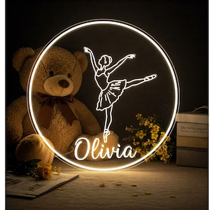 Personalized Ballerina LED Neon Sign, Custom Name Ballet Dancer LED Light Sign, Daughter Dance Room Decor, Girls Bedroom Decor, Gift for Her