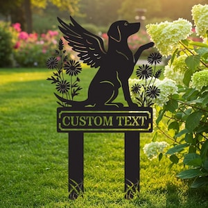 Custom Dog Memorial Stake, Pet Grave Marker, Angel Wings Dog Memorial, Dog Angel Garden Stake, Pet Yard Stake,Garden Tribute for Beloved Pet