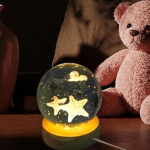 3D Starfish Crystal Ball Lamp, Ocean Starfish Night Light, Coastal Ocean Theme LED Night Light, Nautical Gift Idea, Beach Lovers Gift