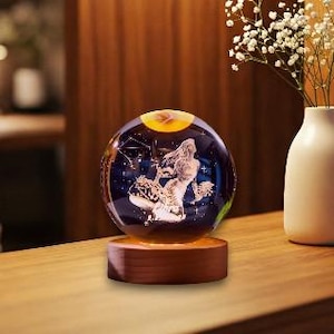 Waage Sternkarte Lampe, Waage 3D Kristallkugel Lampe, Waage Sternzeichen LED-Nachtlicht, Sternzeichen LED-Nachtlicht mit Sternenkarte, Waage Sternzeichen Geschenk