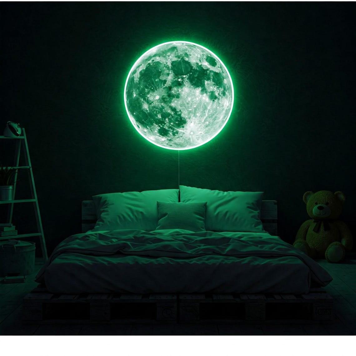 Moon Neon Sign, UV Printed Moon LED Wall Light, Moon LED Light, Full ...