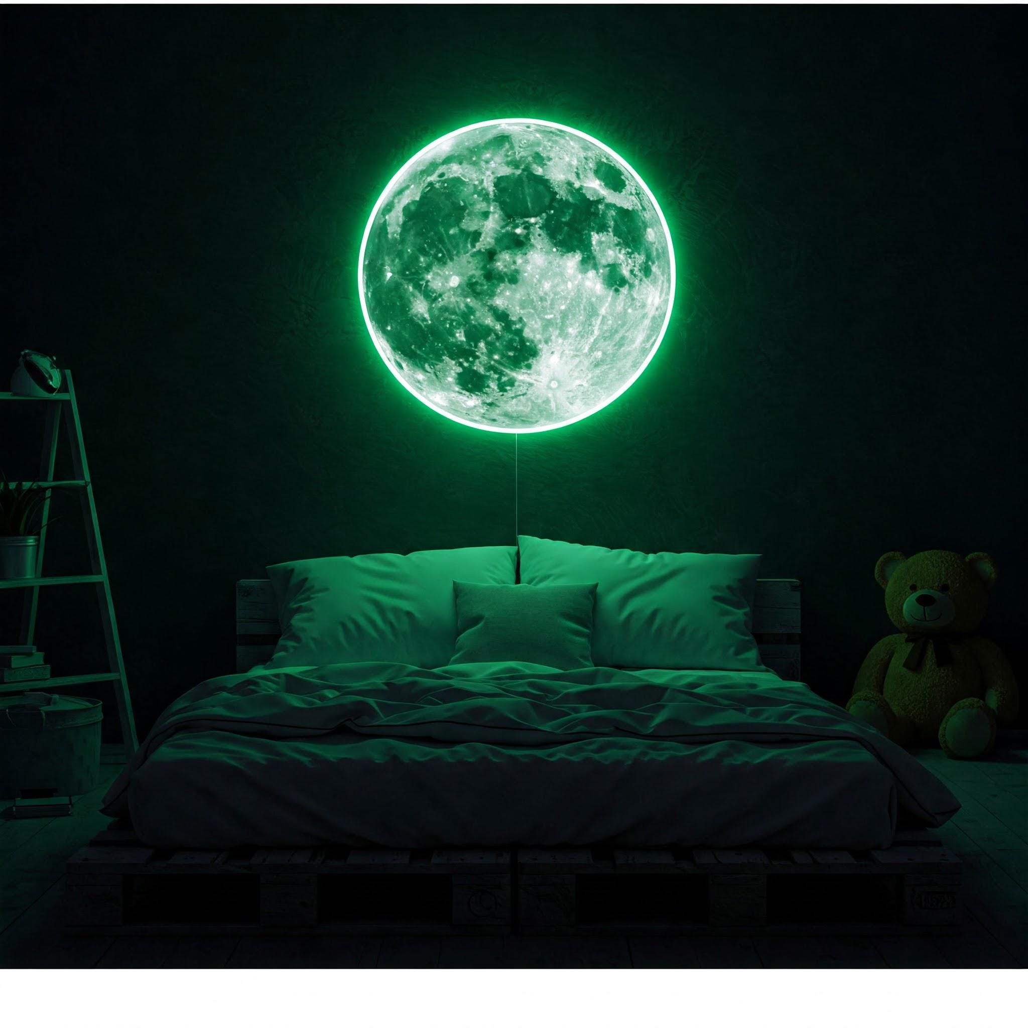 Moon Neon Sign, UV Printed Moon LED Wall Light, Moon LED Light, Full ...