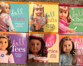 American girl doll lot of 6 books! Doll tees doll school doll purse doll parties hair salon & crafts RARE