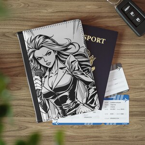 Reisepasshülle - Anime News Reporter Woman Stilvolles Reise-Accessoire, einzigartiges Geschenk für Reisende, trendiger Halter, Glam Design, Reisebrieftasche,