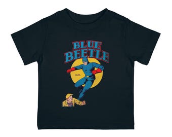 Blå Skalbagge spädbarnströja, barn-T-shirt, babytröja, söt insektströja för småbarn, insektstryck för barnkläder