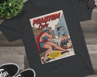 Phantom Lady Issue 15 Golden Age Comic Book Collection Unisex Tri-Blend Crew Tee