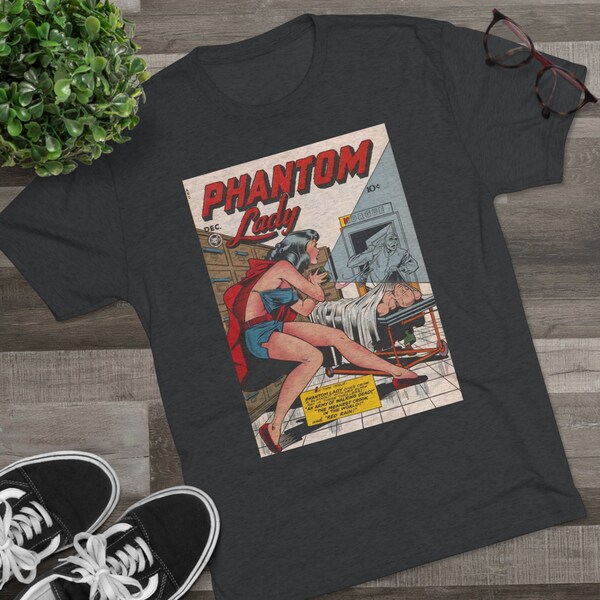 Phantom Lady Issue 15 Golden Age Comic Book Collection Unisex Tri-Blend Crew Tee