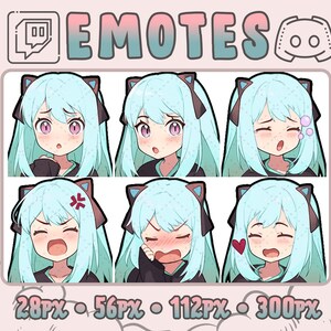 Anime Girl Twitch and Discord Emotes | 6 Emojis for Streamers | Emotes for your Discord, Youtube and Twitch | Stream Twitch Assets