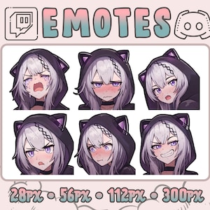 Gamer Cat Girl Twitch and Discord Emotes | 6 Emojis for Streamers | Emotes for your Discord, Youtube and Twitch | Stream Twitch Assets