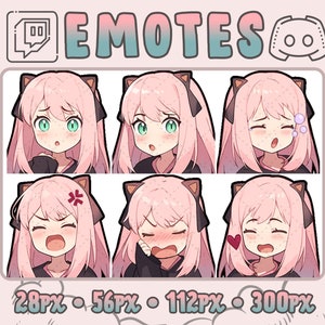 Anime Girl Twitch and Discord Emotes | 6 Emojis for Streamers | Emotes for your Discord, Youtube and Twitch | Stream Twitch Assets