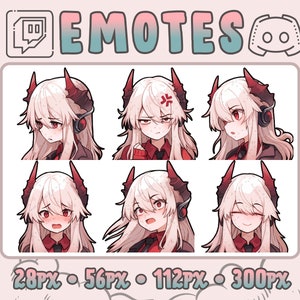 Demon Girl Twitch and Discord Emotes | 6 Emojis for Streamers | Emotes for your Discord, Youtube and Twitch | Stream Twitch Assets