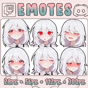 Anime Girl Twitch and Discord Emotes | 6 Emojis for Streamers | Emotes for your Discord, Youtube and Twitch | Stream Twitch Assets
