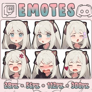 Anime Girl Twitch and Discord Emotes | 6 Emojis for Streamers | Emotes for your Discord, Youtube and Twitch | Stream Twitch Assets
