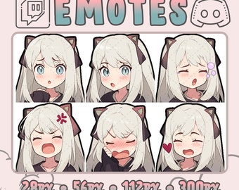 Anime Girl Twitch and Discord Emotes | 6 Emojis for Streamers | Emotes for your Discord, Youtube and Twitch | Stream Twitch Assets