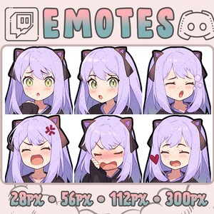 Anime Girl Twitch and Discord Emotes | 6 Emojis for Streamers | Emotes for your Discord, Youtube and Twitch | Stream Twitch Assets