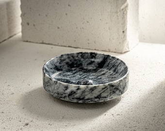 Handmade Black Marble Fruit Bowl | Natural Stone Dish