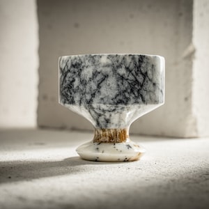 Handmade Black Marble Chalice Wine Glass | Handcrafted Marble Drinking Cup | Gift for Mother