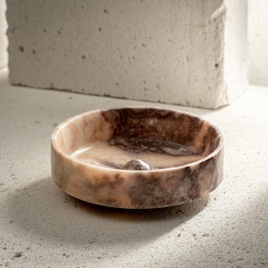 Natural Stone Red Marble Bowl | Handmade Marble Fruit  Bowl Housewarming Gift