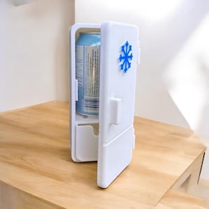 Novelty Mini Fridge with Ice Drawer: Portable Drink Cooler image 3