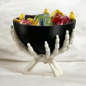 Skeleton Hands Halloween Candy Bowl: Spooky Party Decor image 1