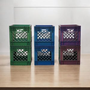 Stackable Mini Crates | Plastic Storage Bins for Small Items | Milk Crate Organizer | Desk Organizer Box | Home Office Storage Solution